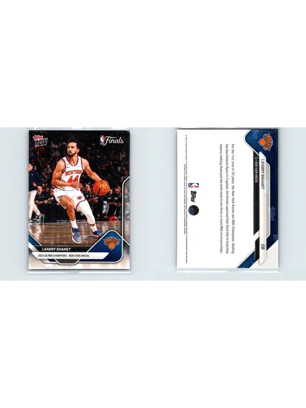 2025-26 Topps Now NBA Landry Shamet #C6 New York Knicks Champions